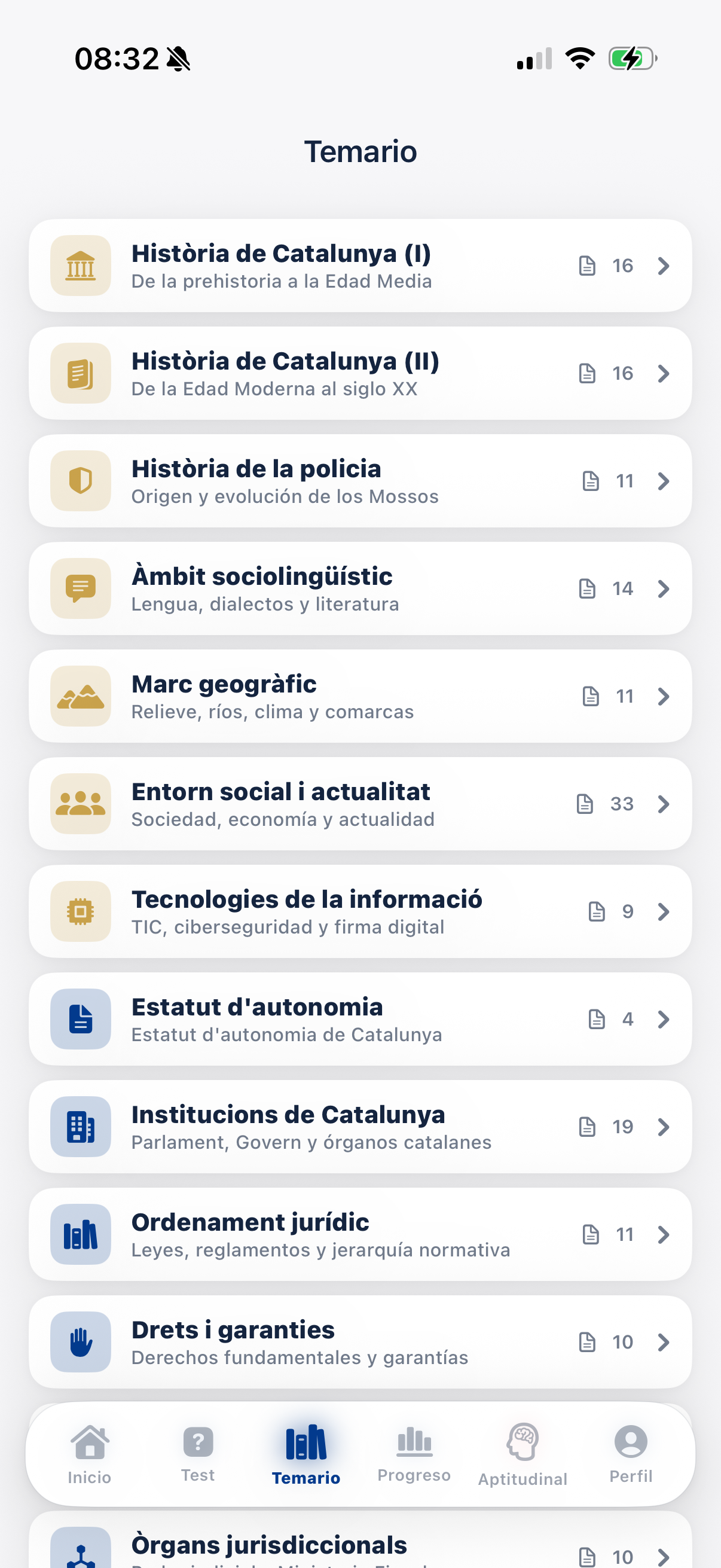 Temario por materias